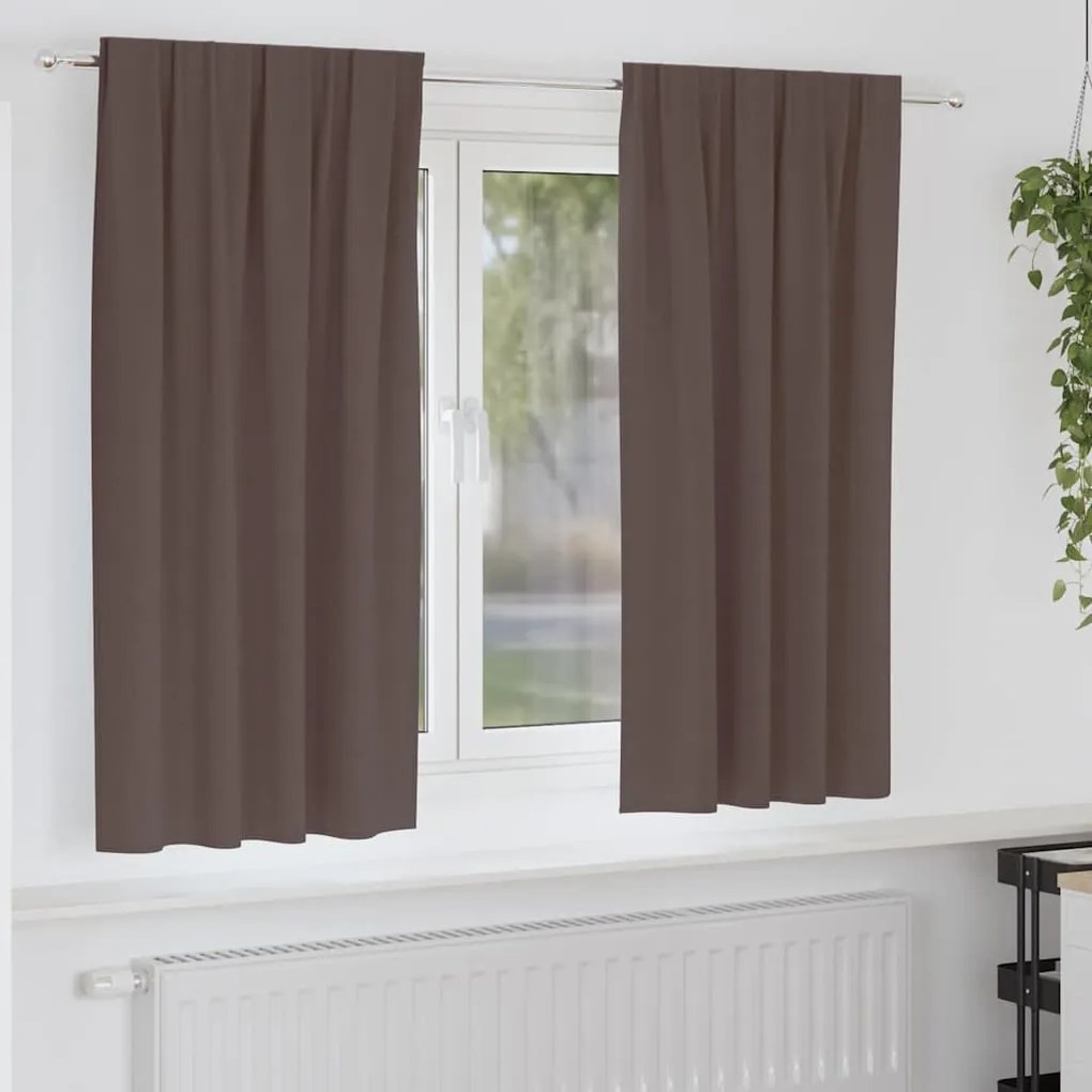 vidaXL Cortinas com cortinas 2 pcs Castanho escuro Poliéster