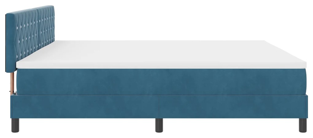 Cama Box com Colchão vidaXL Azul Escuro 200x200 cm Veludo