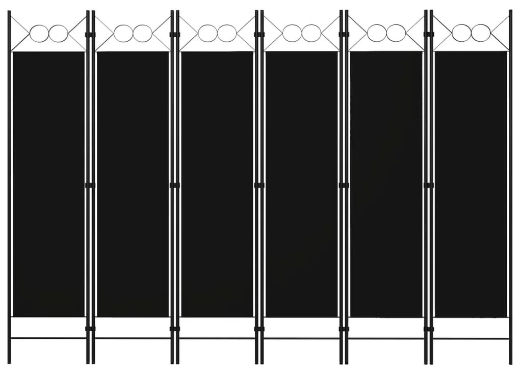 320714 vidaXL Divisória de quarto com 6 painéis 240x180 cm preto