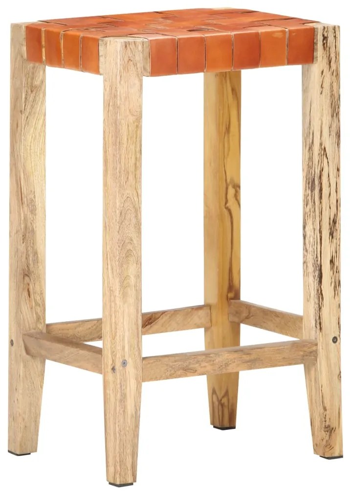Bancos de bar 2 pcs couro genuíno 75 cm castanho