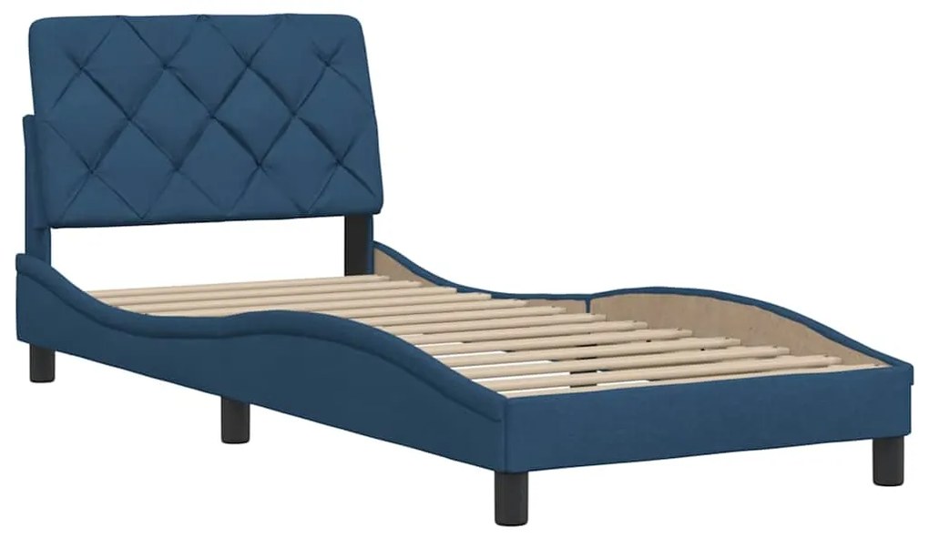 Estrutura de cama sem colchão 90x190 cm tecido azul