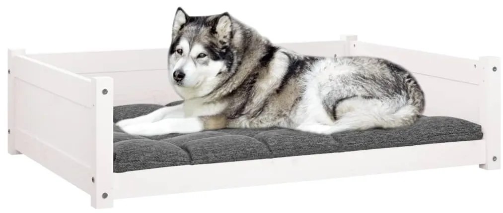 Cama para cães 105,5x75,5x28 cm madeira de pinho maciça branco