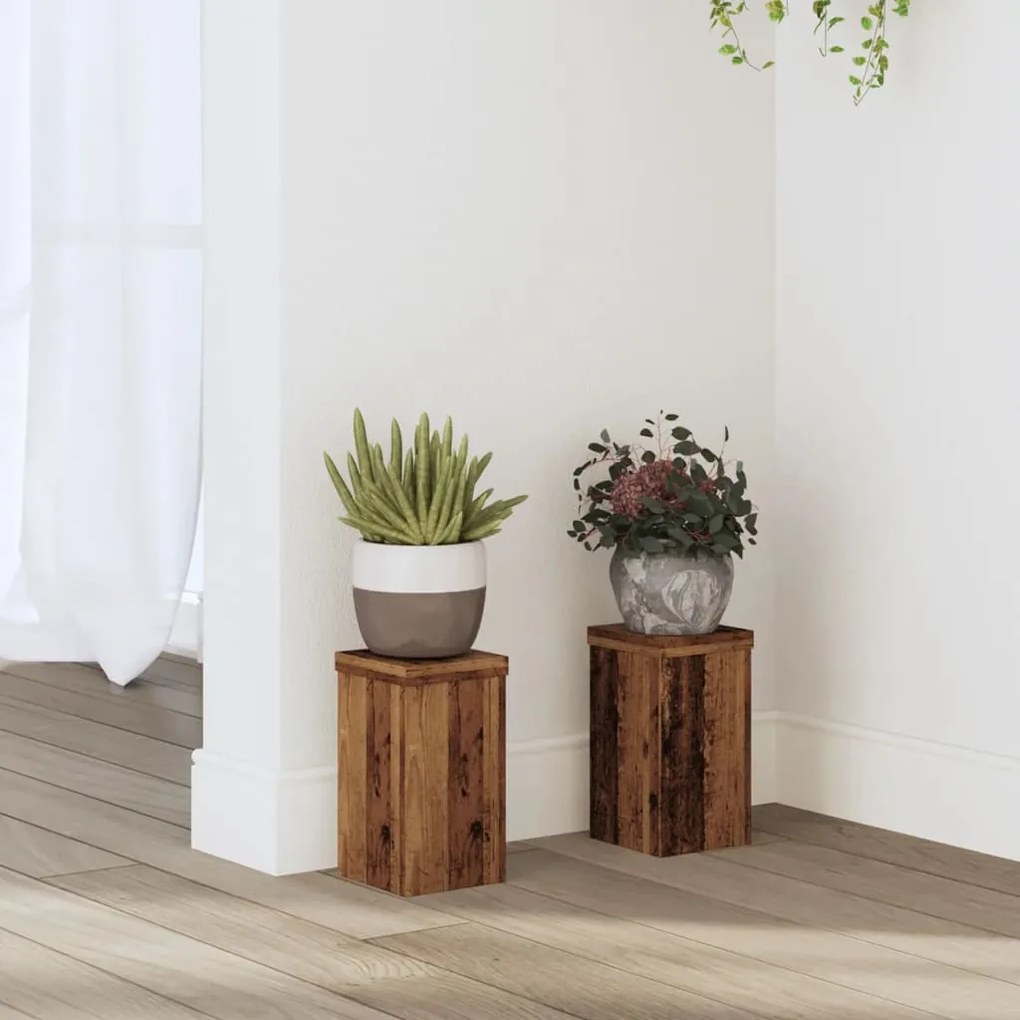 vidaXL Suportes p/ plantas 2 pcs 10x10x18 cm derivados de madeira
