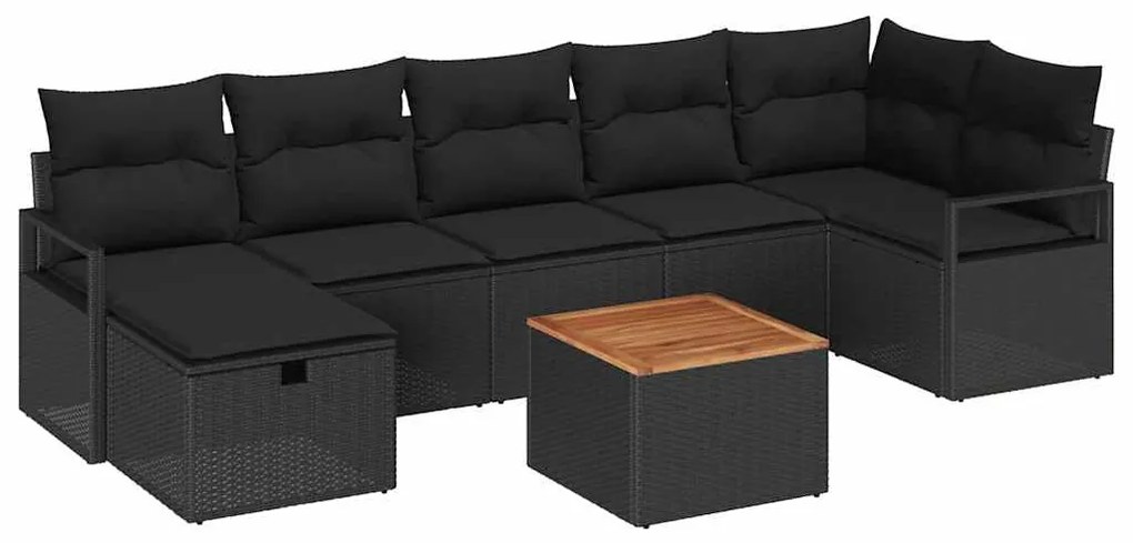 Conjunto de Sofás para Jardim com 8 Peças e Almofadas em Rattan Poliés