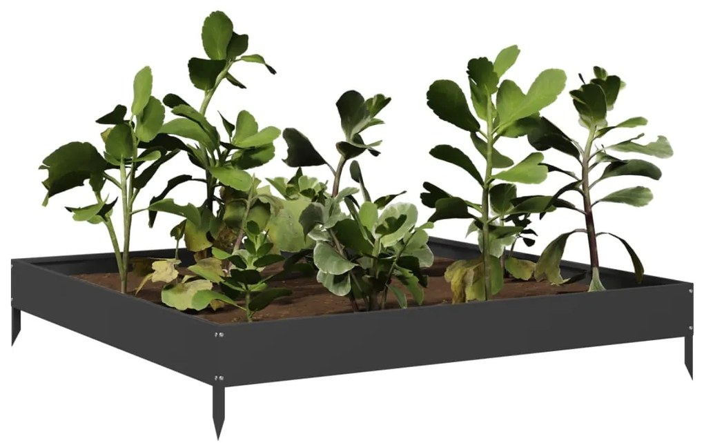 Canteiro elevado de jardim 100x100x18,5 cm aço preto