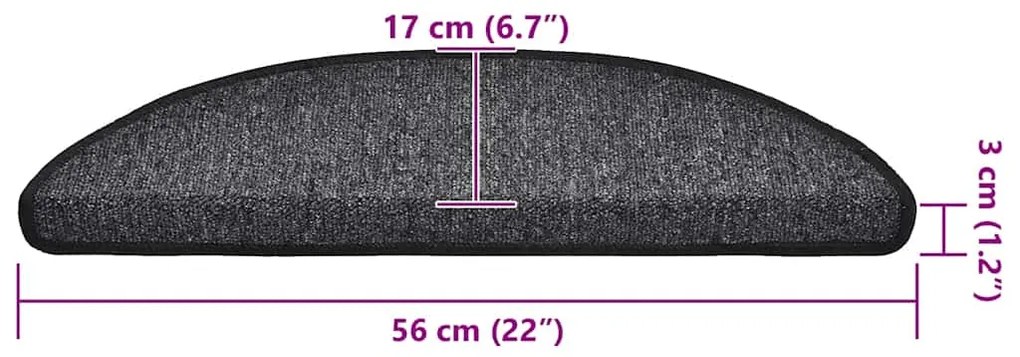Tapetes de escada 20 pcs 56x17x3 cm antracite