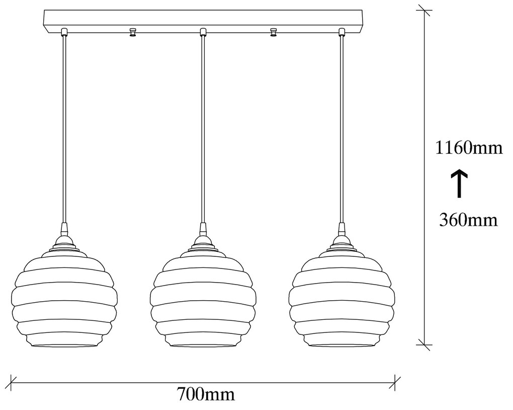 Candeeiro Suspenso Gold – Dourado/Preto – 70 x 20 cm