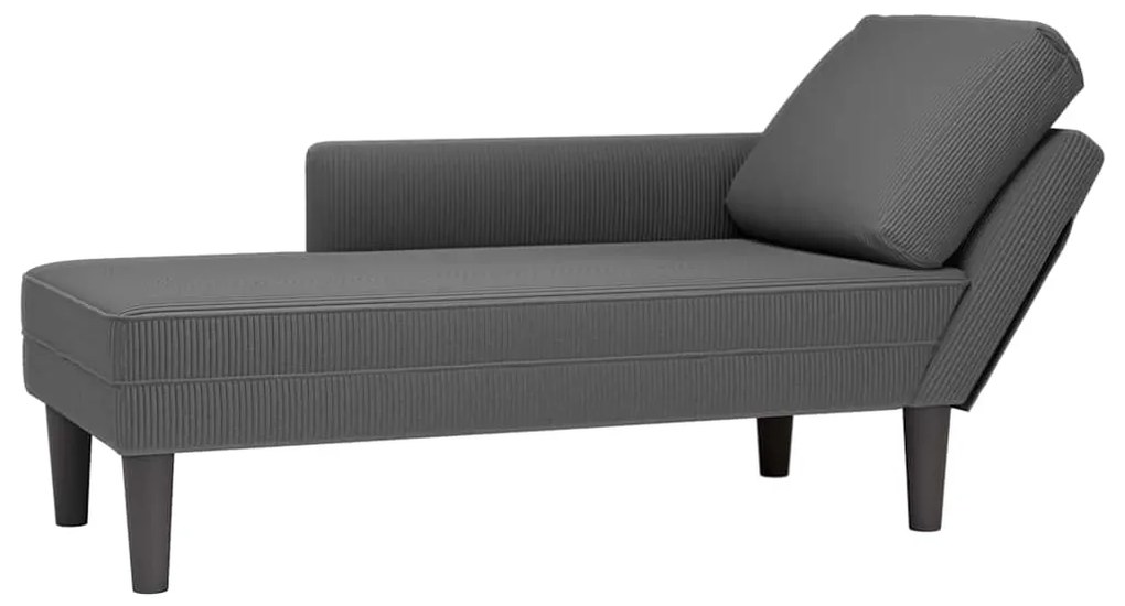 Chaise lounge com almofada tecido corduroy cinzento escuro