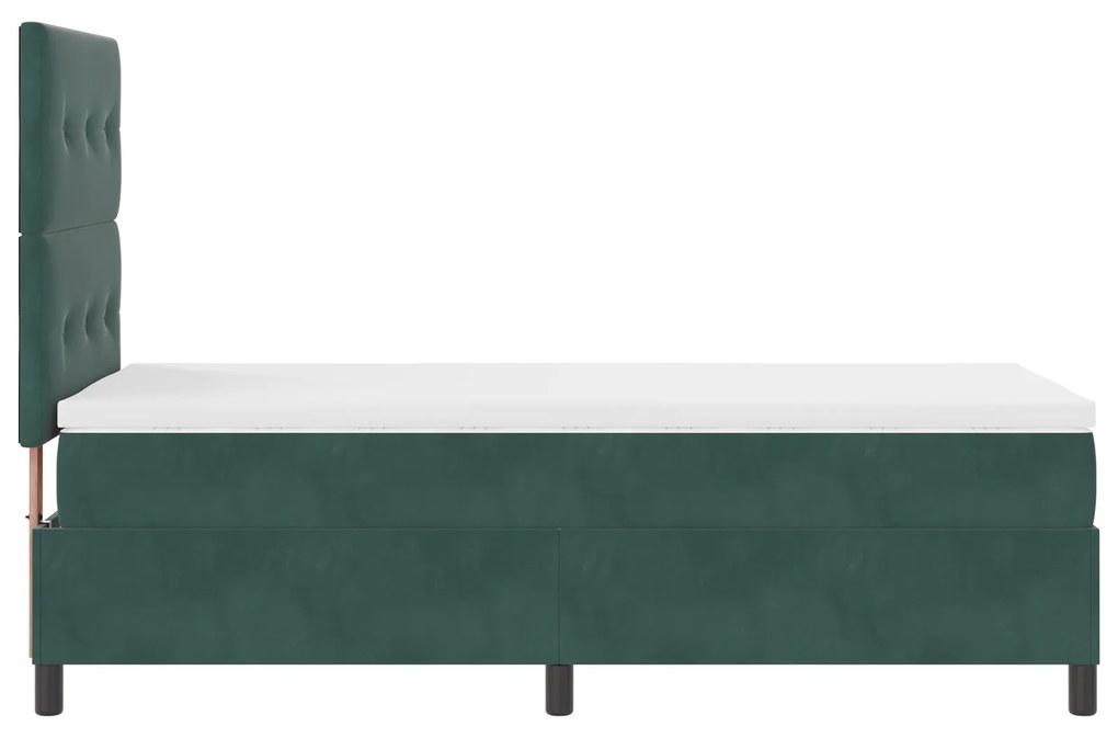 Cama Box Spring com Colchão Verde Escuro 80x200 cm Veludo