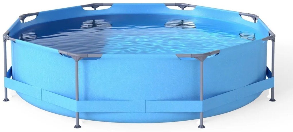Piscina redonda elevada 36 MX 76 cm com estrutura metálica e bomba de filtro com capacidade de 6125 L Piscina de jardim para adultos azul