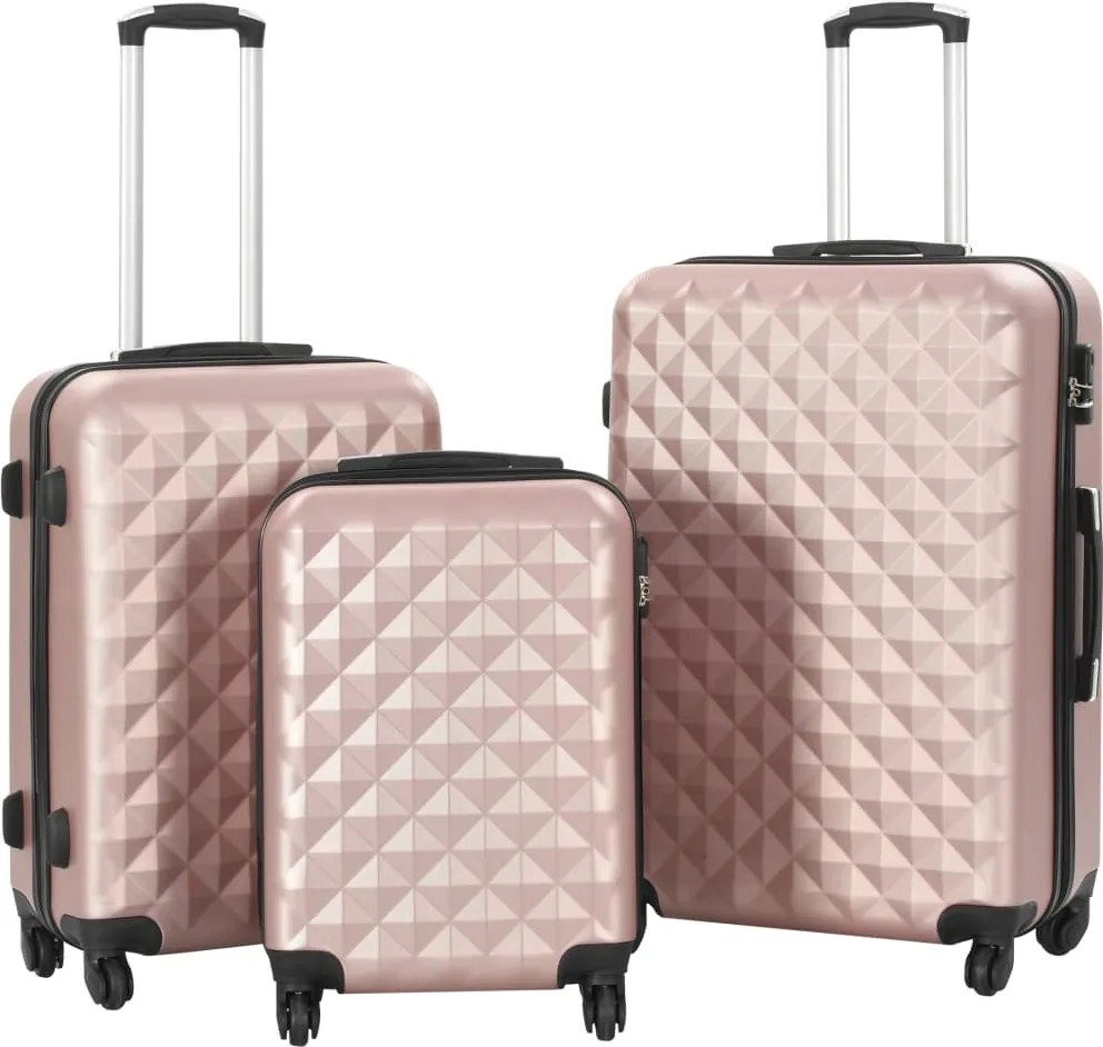 vidaXL Conjunto de tróleis estojo rígido 3 pcs ABS ouro rosa