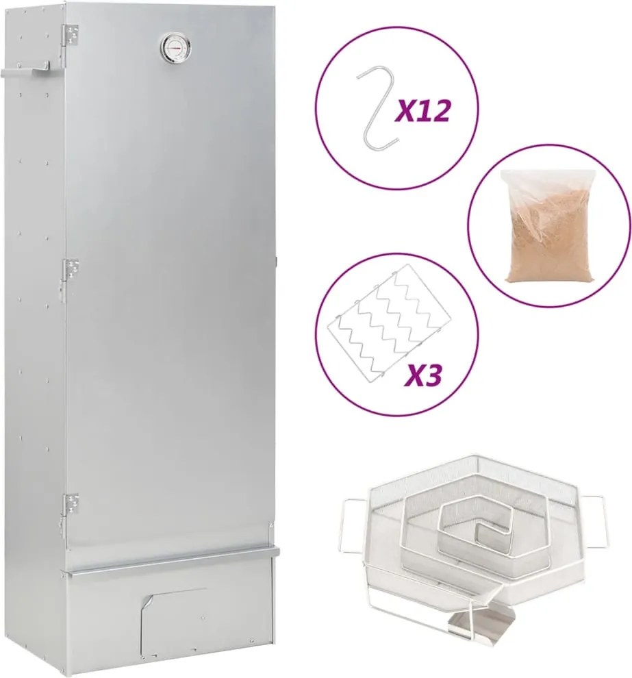 vidaXL Defumador p/ churrasqueira c/ gerador fumo frio aço galvanizado