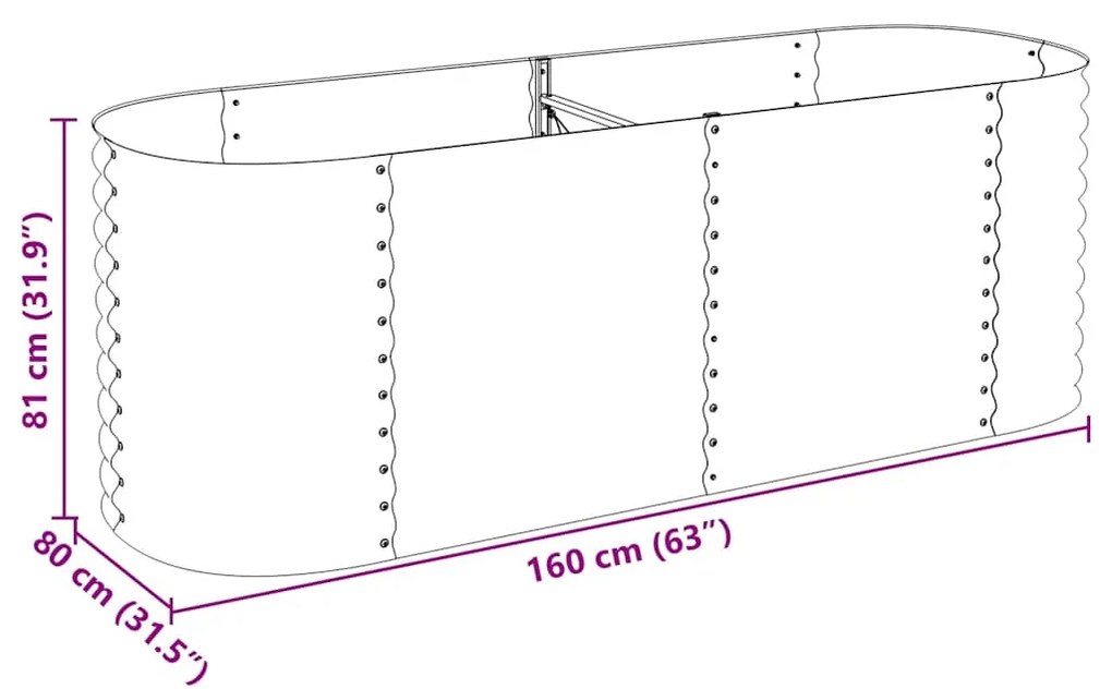 Canteiro elevado de jardim aço galvanizado 240x80x81cm prateado