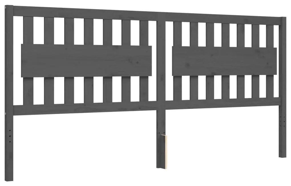 Estrutura de cama com cabeceira 200x200 cm madeira maciça cinza