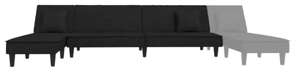 Sofá-cama em forma de L 255x140x70 cm veludo preto