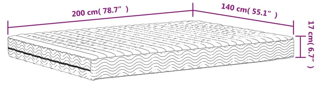 Colchão de espuma 140x200 cm dureza H2 H3 branco