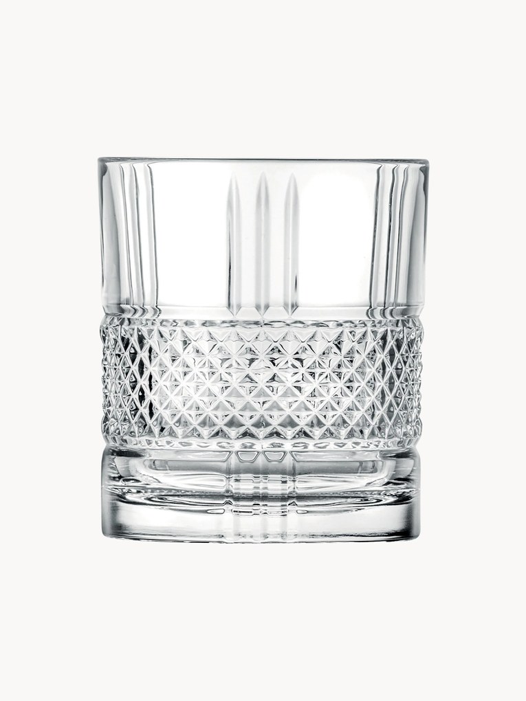 Copos de uísque de cristal com padrão em relevo Brillante, conjunto de 6