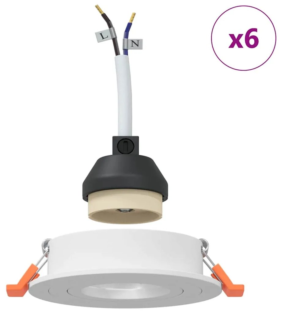 Focos Embutidos 6 pcs Redondo GU10 Branco Ø91 mm