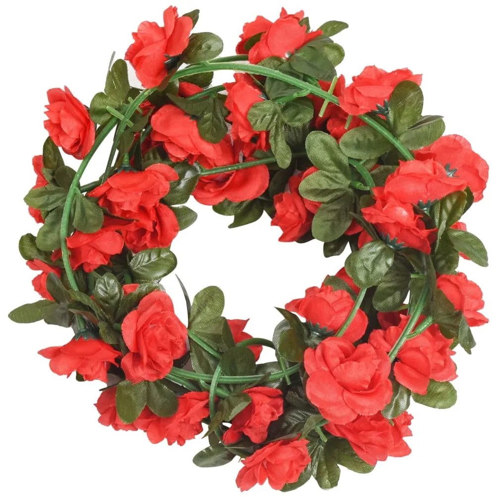 Grinaldas de flores de Natal 6 pcs 240 cm vermelho