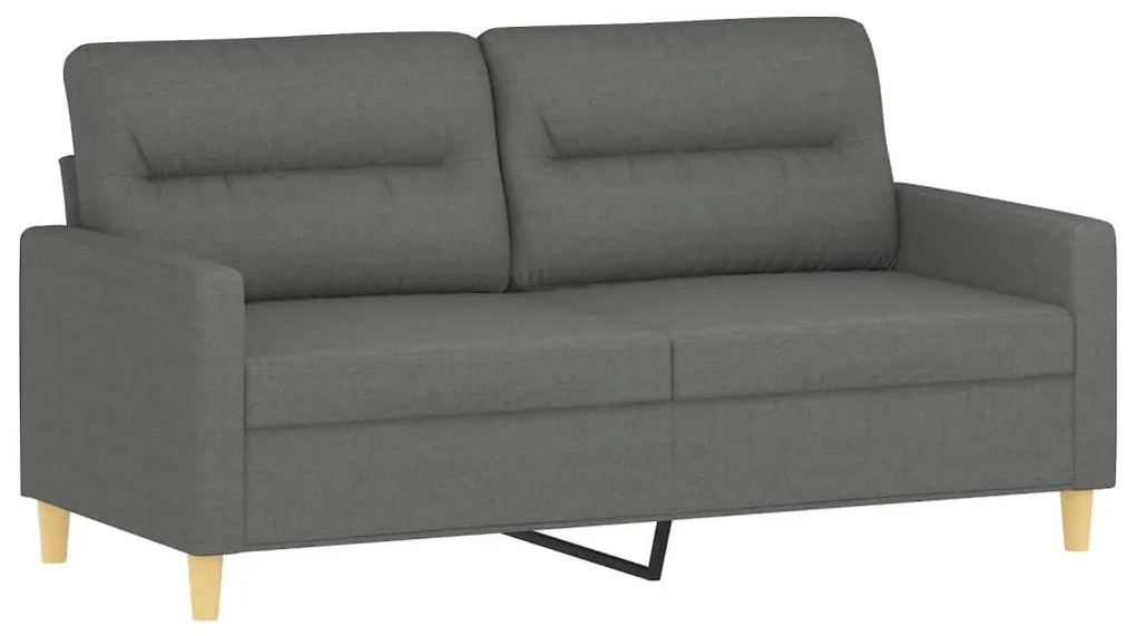 3 pcs conjunto de sofás com almofadas tecido cinzento-escuro