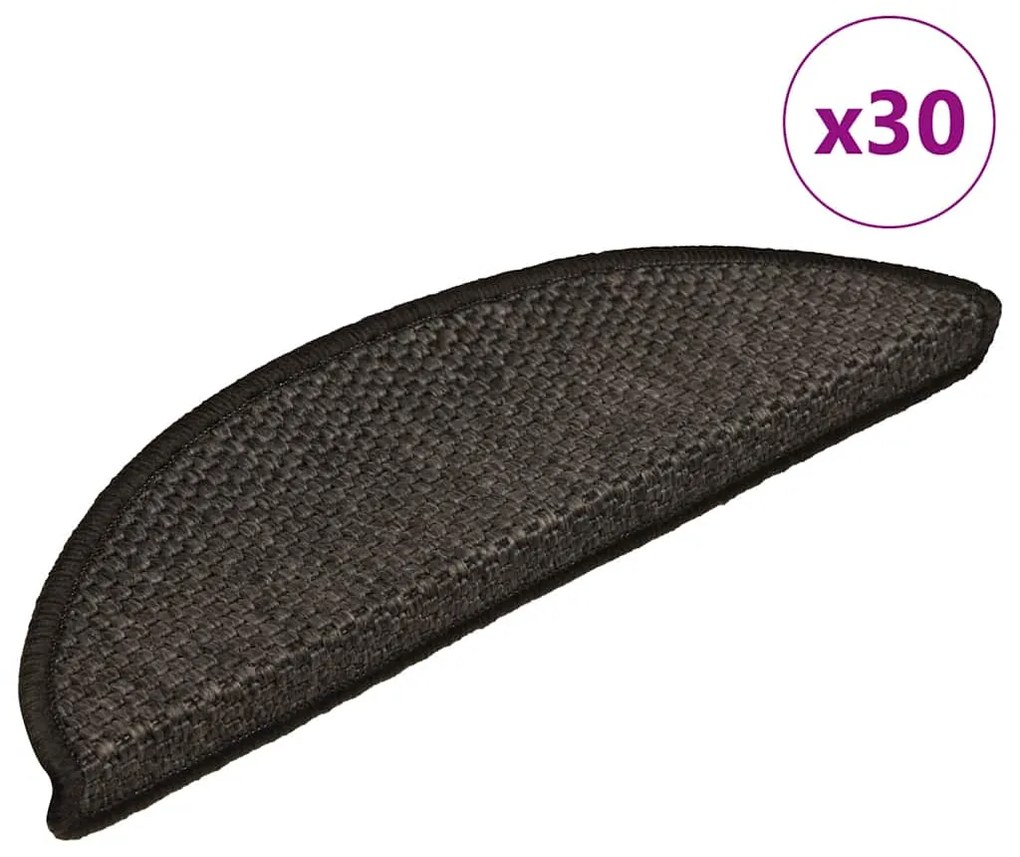 Tapetes escada adesivos aspeto sisal 30 pcs 56x17x3cm antracite
