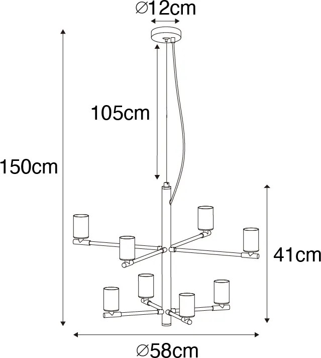 Candeeiro de suspensão moderno preto 8 luzes - Osprey