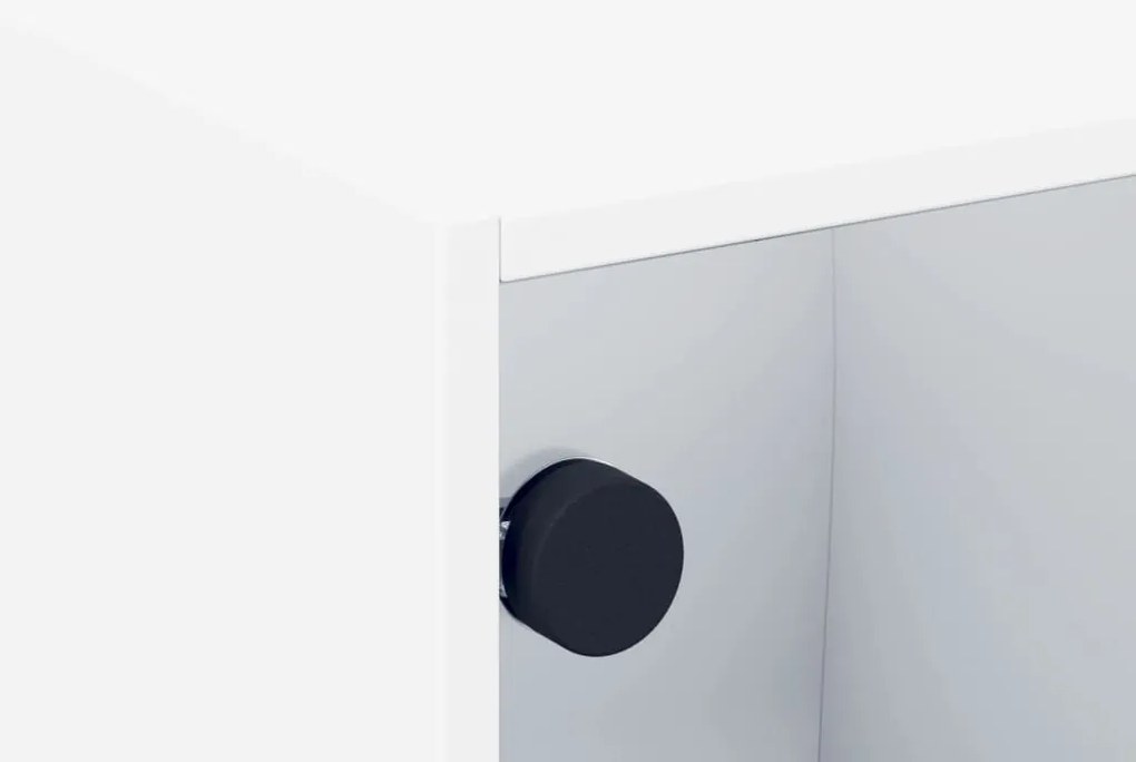 Mesas de cabeceira c/ portas de vidro 2 pcs 35x37x35 cm branco