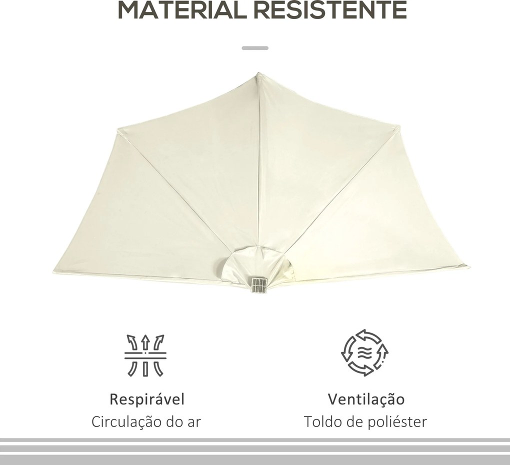 Chapéu de Sol de Jardim com 24 Luzes LED Solar 265x135x240 cm Chapéu d