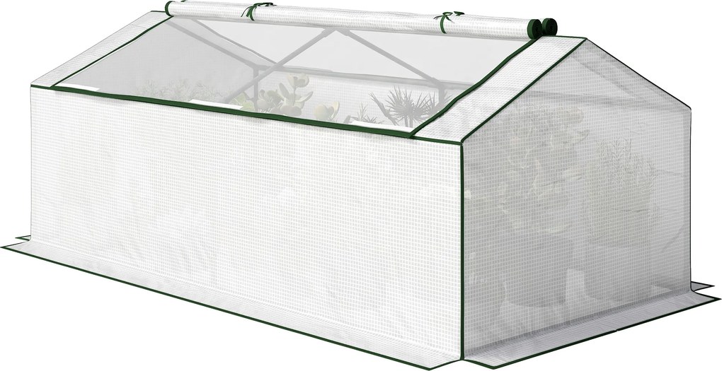 Mini Estufa de Jardim em Túnel, 180 x 90 x 70 cm, Cobertura Impermeável Anti-UV, Branco