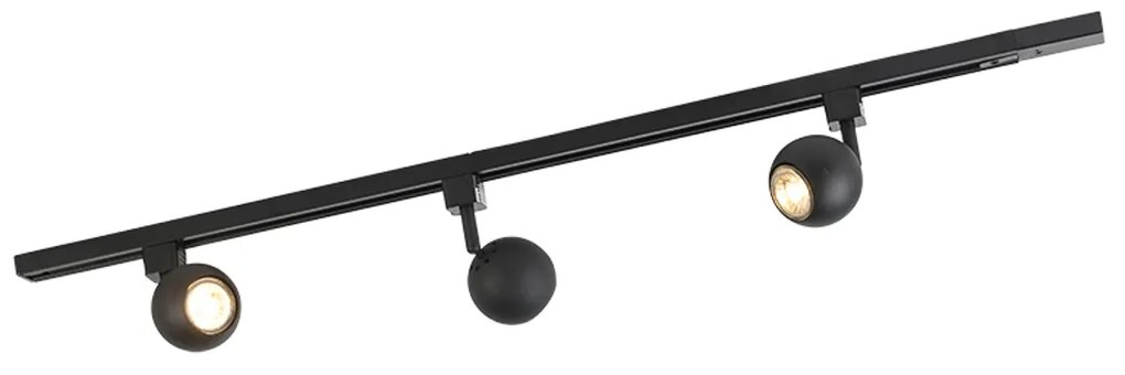 Sistema de trilhos moderno monofásico preto 3 luzes - Gissi Moderno