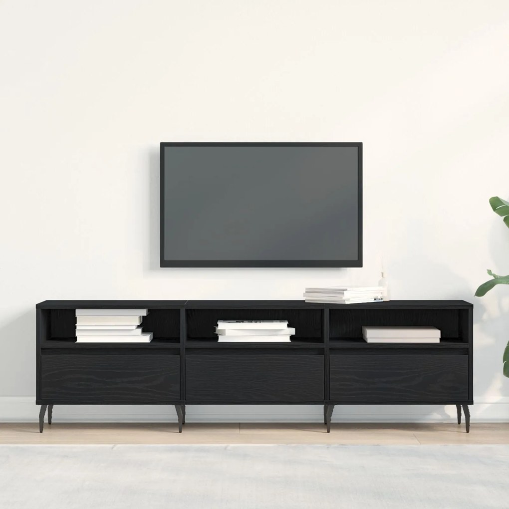 Cabide de TV vidaXL Carvalho Preto 150x30x44,5 cm Madeira de Engenhari