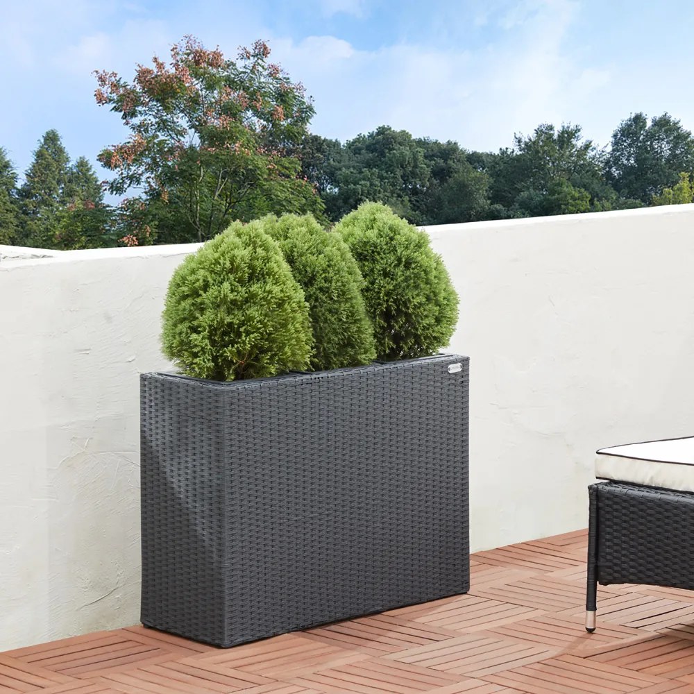 Vaso de flores Polyrattan 83x30,5x60cm Preto