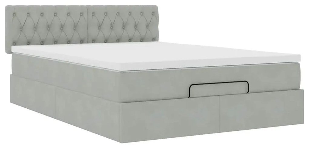 Estrutura de cama otomana com colchão 140x190 cm cinzento claro