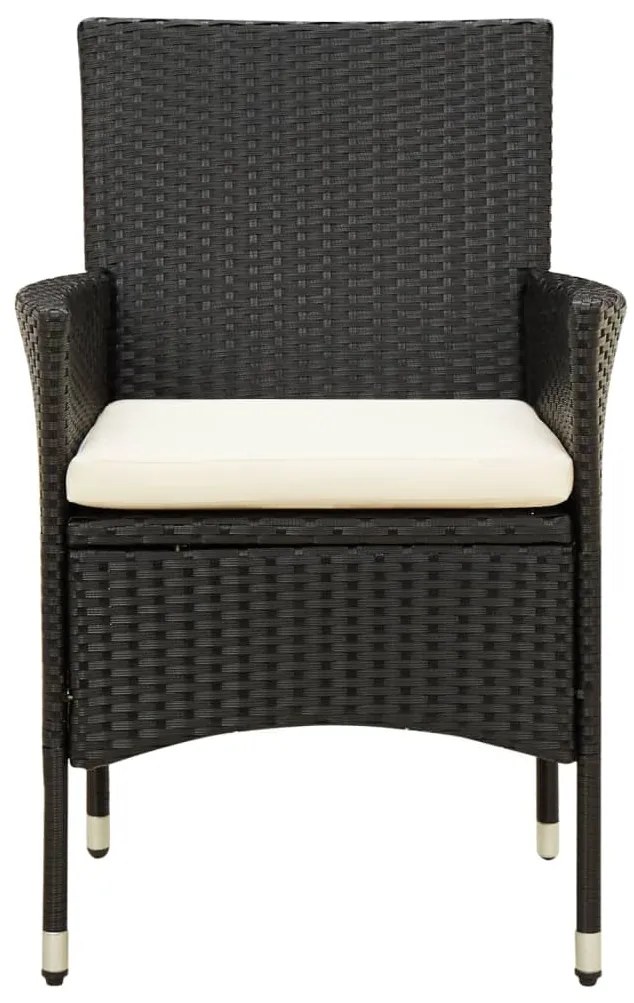 9 pcs conjunto jantar exterior com almofadões vime PE preto