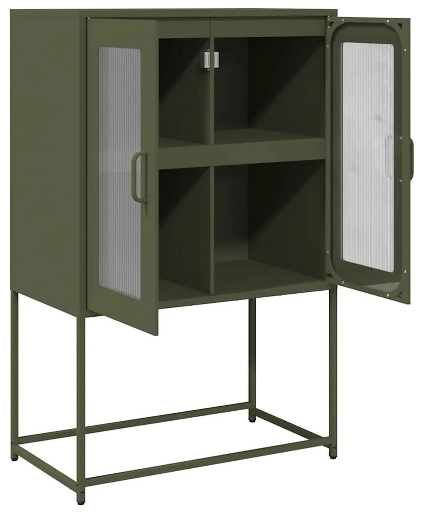 Aparador alto 68x39x107 cm aço verde azeitona