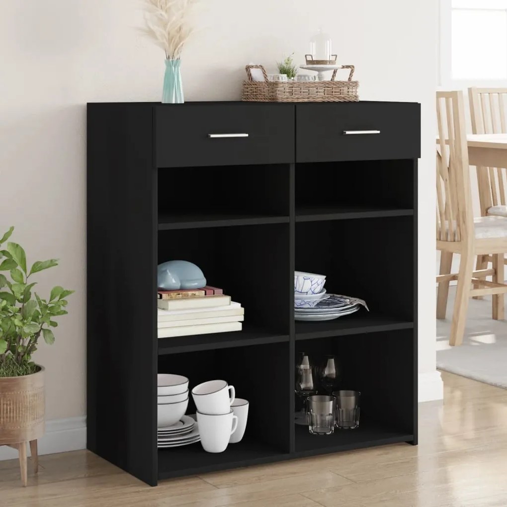 vidaXL Aparador 80x42,5x93 cm cm derivados de madeira preto