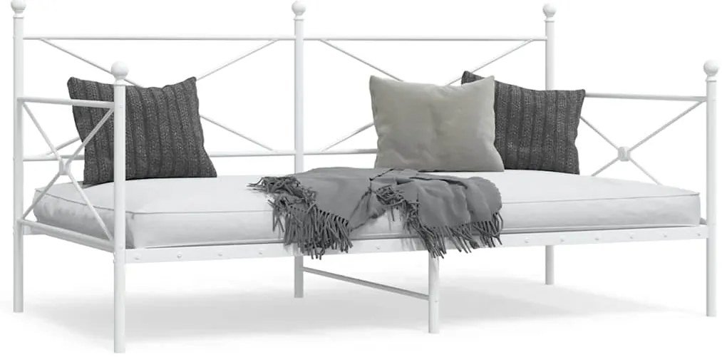 vidaXL Cama de Dia sem Colchão 100x190 cm aço branco