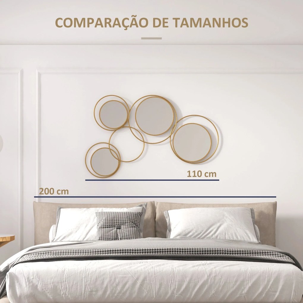 Espelho Decorativo de Parede em Metal 3D Decoração de Parede Metálica