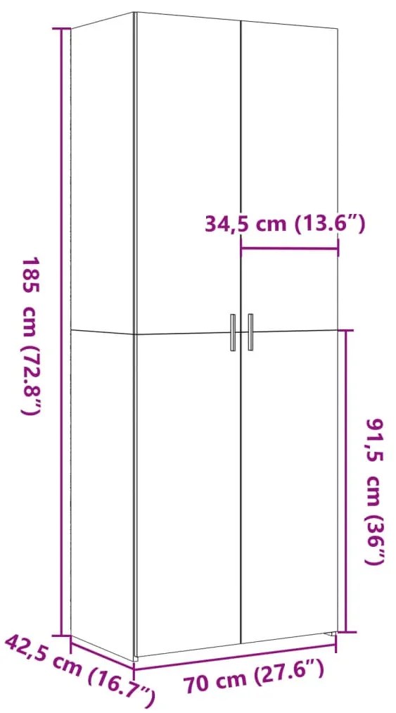 Armário alto 70x42,5x185 cm derivados madeira cinzento cimento