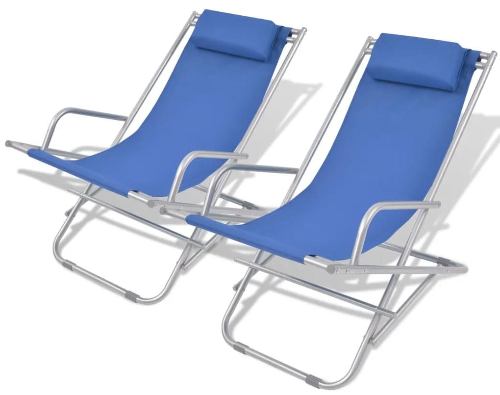 42935 vidaXL Cadeiras de jardim reclináveis 2 pcs aço azul