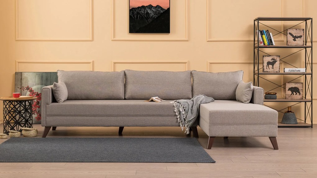 Sofá de Canto Bella – Creme – 275 cm x 85 cm x 165 cm