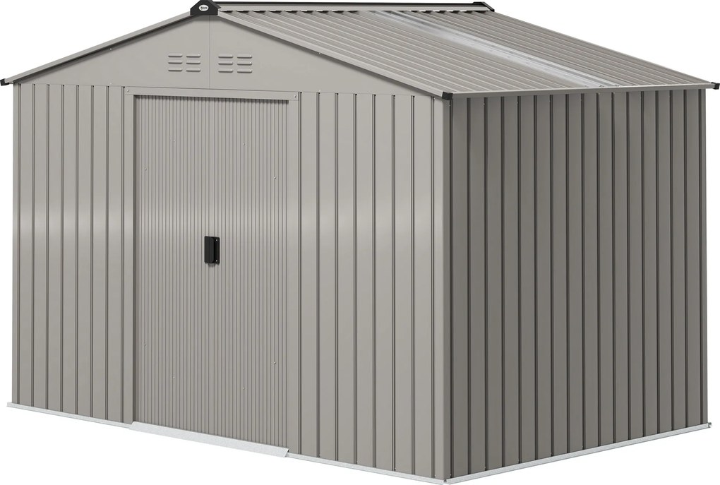 Abrigo de jardim com 5,4 m², dimensões: 2,77 x 1,95 x 1,92 m, com fundações incluídas (PISO NÃO INCLUIDO), porta de correr, aberturas de ventilação e