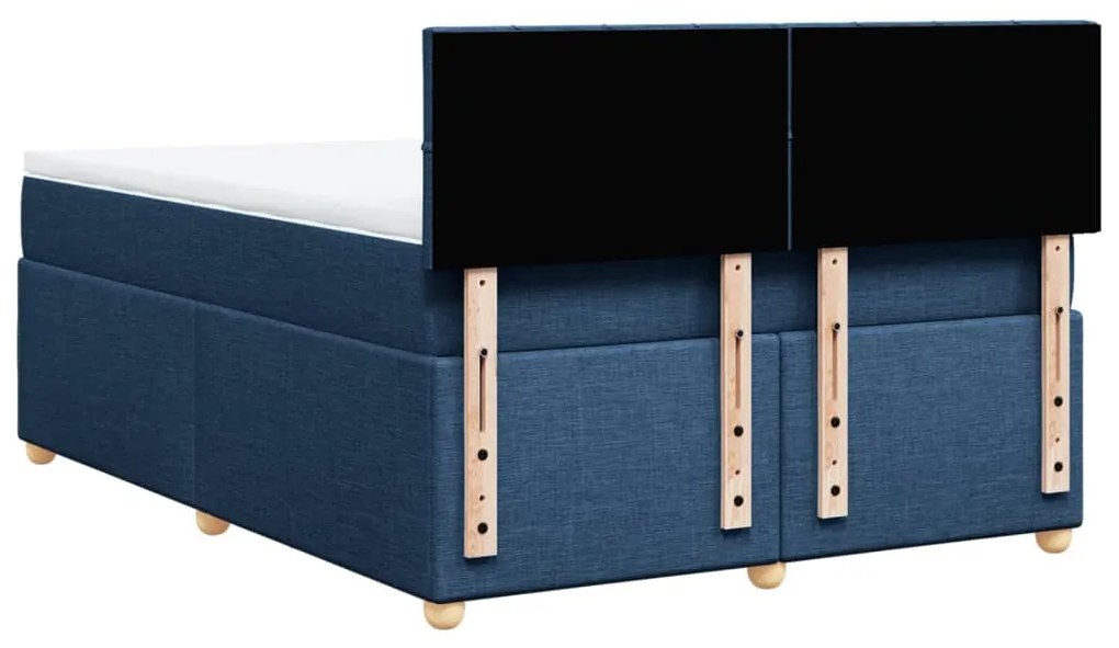 Cama com molas/colchão 160x200 cm tecido azul