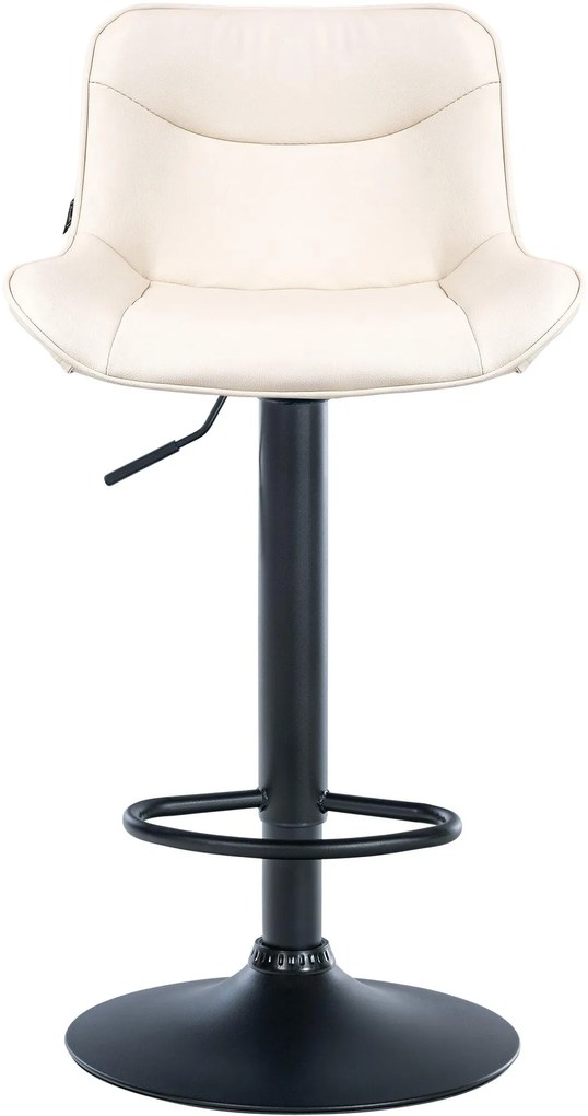 Banco alto em couro sintético com estrutura preta 85-106 x 49 x 51 cm cor creme