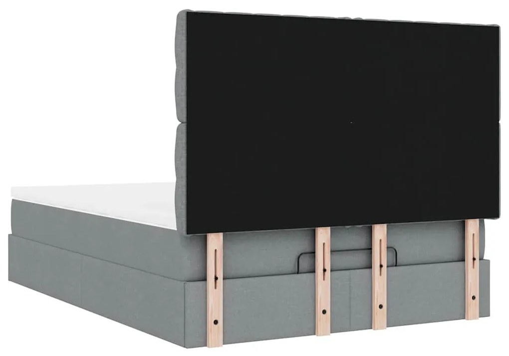 Estrutura de cama otomana com colchão 140x190 cm cinzento claro