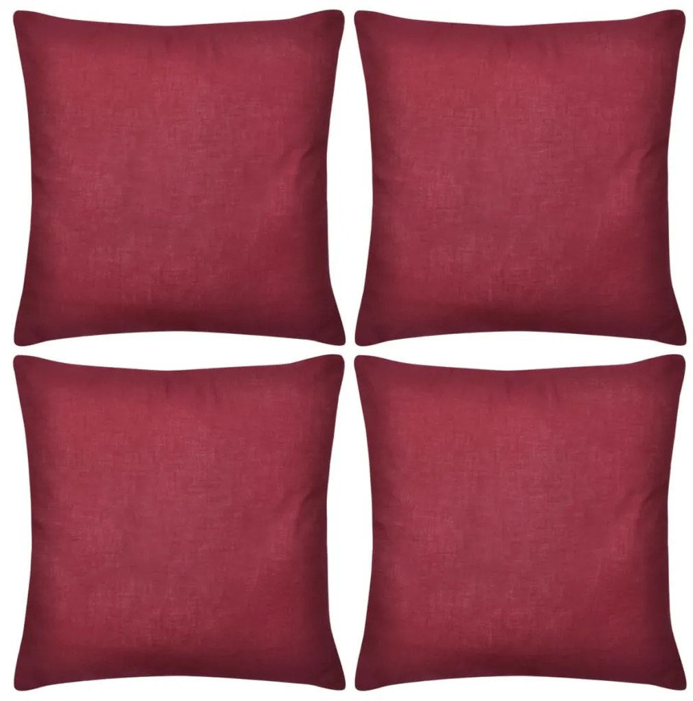 130931 4 Burgundy Cushion Covers Cotton 40 x 40 cm