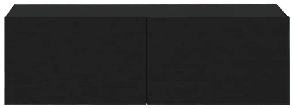 Móveis de TV p/ parede 2pcs 100x30x30cm derivados madeira preto