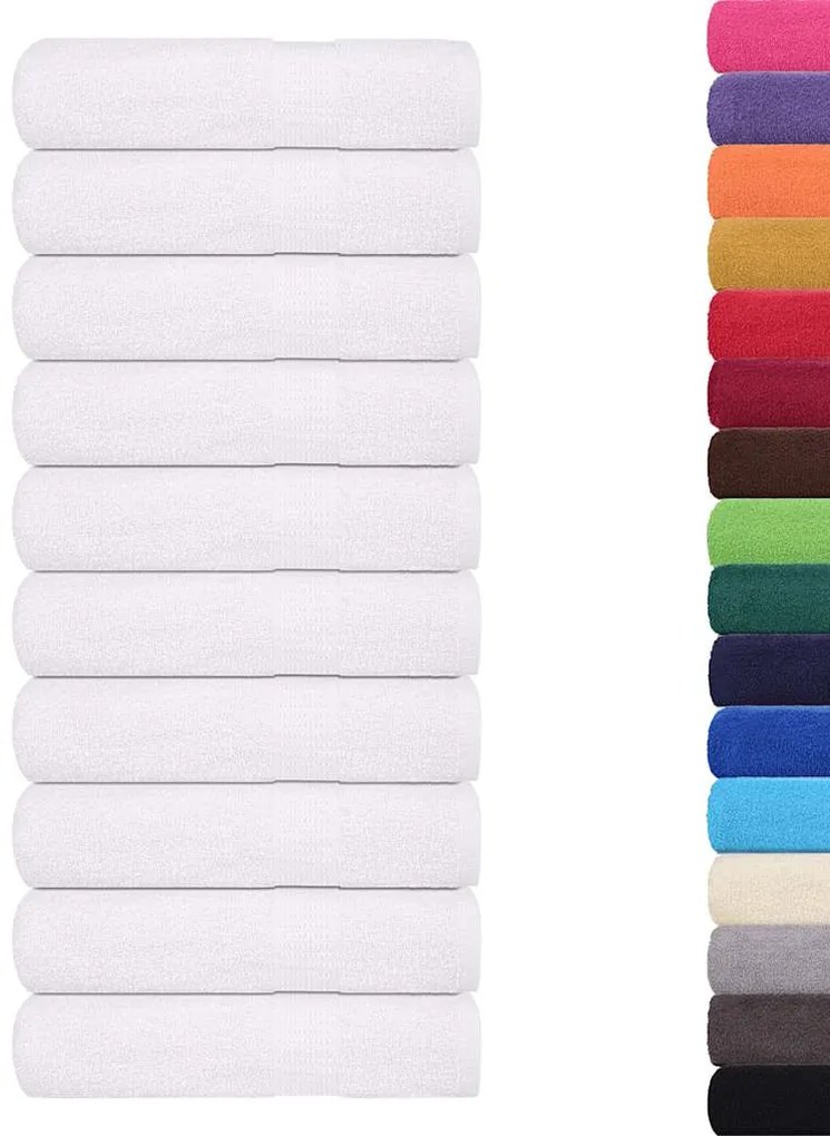 Toalhas de mãos 10 pcs 50x100 cm 360 gsm 100% algodão branco