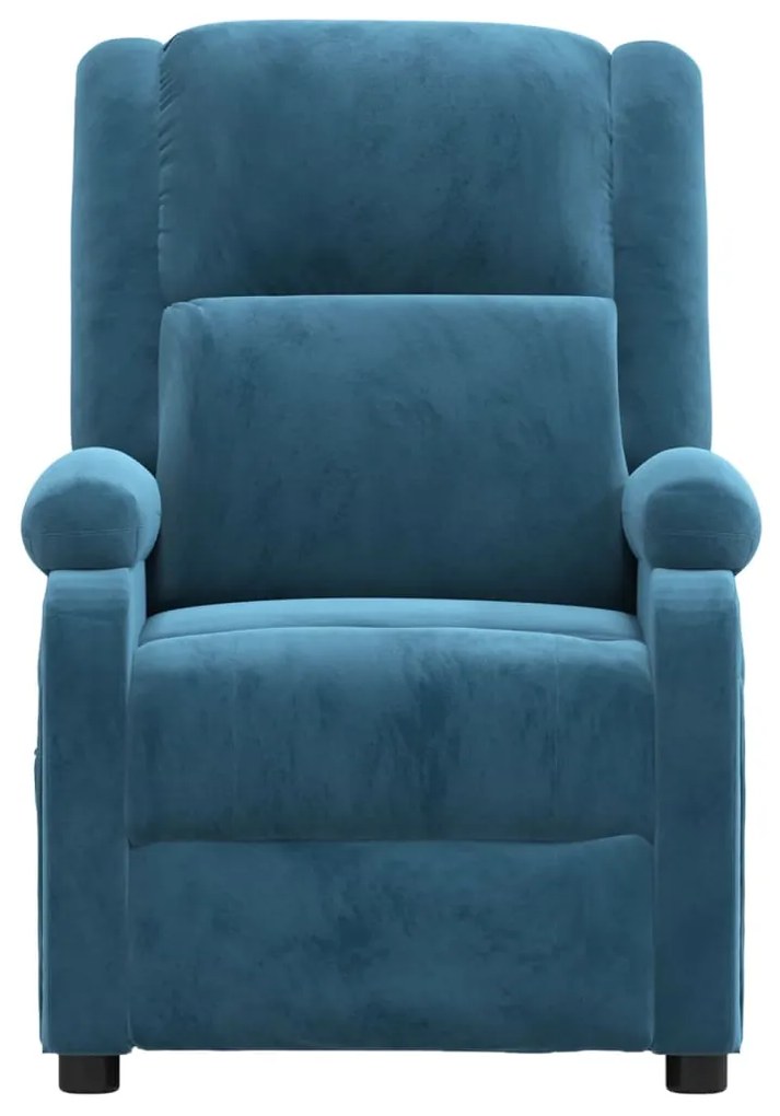 Poltrona reclinável veludo azul
