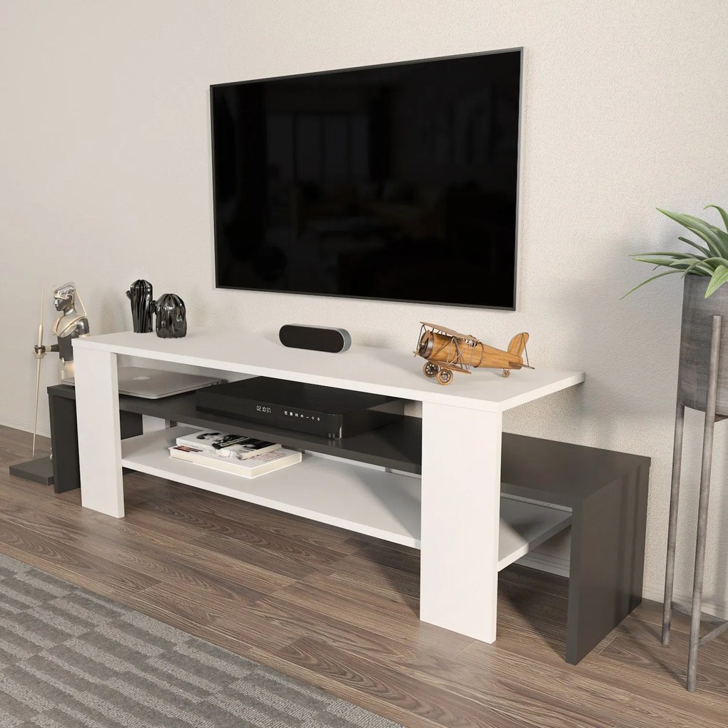 Suporte para TV Lenora – Branco e Antracite – 150x45x35 cm